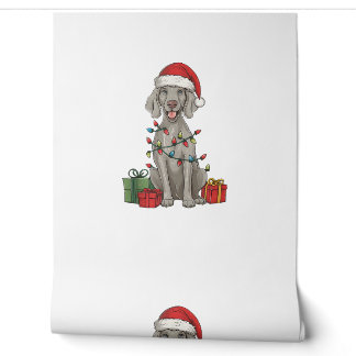 Xmas Lighting Santa Hat Weimaraner Dog Christmas  Wallpaper