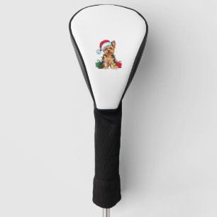 Xmas Lighting Santa Hat Yorkie Dog Christmas _1 Golf Head Cover