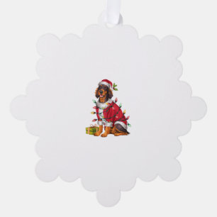 Xmas Lighting Santa Irish Setter Dog Christmas Ornament Card