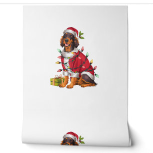Xmas Lighting Santa Irish Setter Dog Christmas Wallpaper