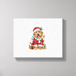 Xmas Lighting Santa Labradoodle Dog Christmas Canvas Print