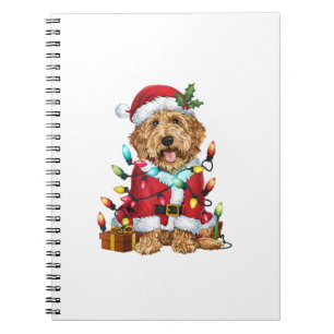 Xmas Lighting Santa Labradoodle Dog Christmas Notebook