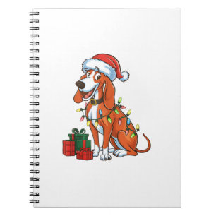 Xmas Lighting Santa Redbone Coonhound Dog Christma Notebook