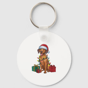 Xmas Lighting Santa Rhodesian Ridgeback Dog Christ Keychain