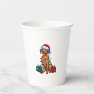 Xmas Lighting Santa Rhodesian Ridgeback Dog Christ Paper Cups