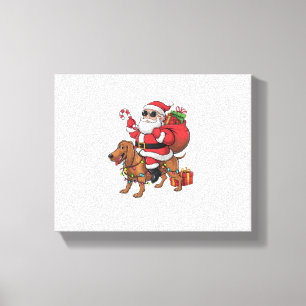 Xmas Lighting Santa Riding Basset Hound Dog Christ Canvas Print
