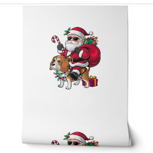 Xmas Lighting Santa Riding Beagle Dog Christmas Wallpaper