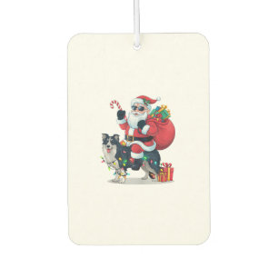 Xmas Lighting Santa Riding Border Collie Dog Chris Air Freshener