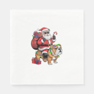 Xmas Lighting Santa Riding Bulldog Christmas Napkin