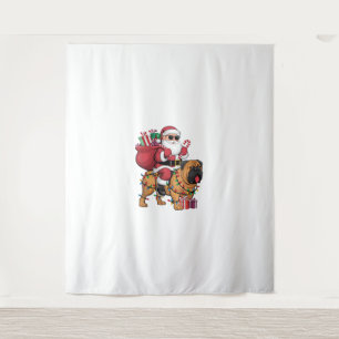 Xmas Lighting Santa Riding Bullmastiff Dog Christm Tapestry