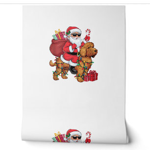 Xmas Lighting Santa Riding Cockapoo Dog Christmas Wallpaper
