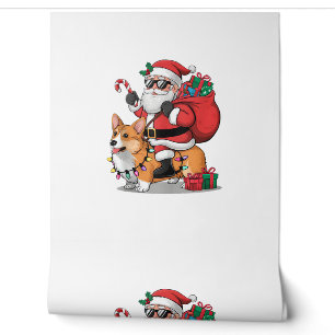 Xmas Lighting Santa Riding Corgi Dog Christmas Wallpaper