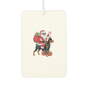 Xmas Lighting Santa Riding Doberman Pinscher Dog C Air Freshener