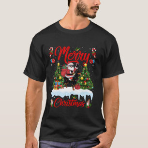 Xmas Lighting Santa Riding Doberman Pinscher Dog C T-Shirt