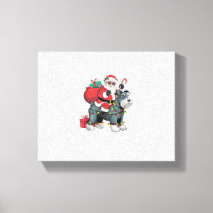 Xmas Lighting Santa Riding Giant Schnauzer Dog Chr Canvas Print