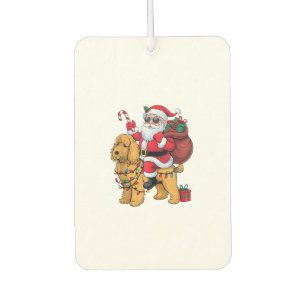 Xmas Lighting Santa Riding Goldendoodle Dog Christ Air Freshener