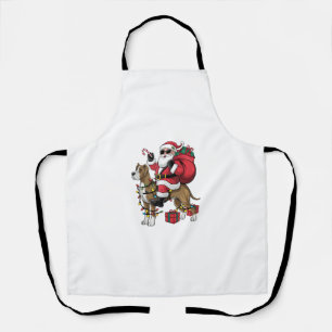 Xmas Lighting Santa Riding Great Dane Dog Christma Apron