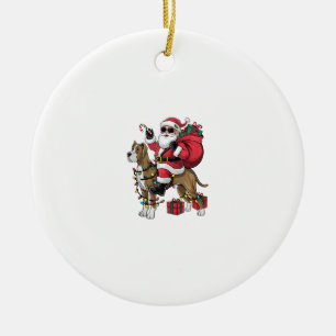 Xmas Lighting Santa Riding Great Dane Dog Christma Ceramic Ornament
