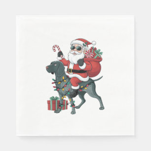 Xmas Lighting Santa Riding Great Dane Dog Christma Napkin