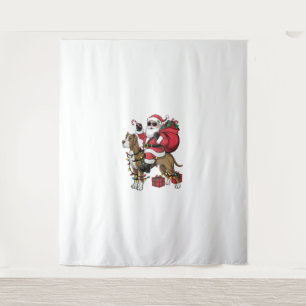 Xmas Lighting Santa Riding Great Dane Dog Christma Tapestry