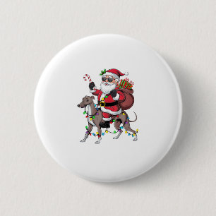 Xmas Lighting Santa Riding Greyhound Dog Christmas 2 Inch Round Button