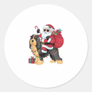 Xmas Lighting Santa Riding Havanese Dog Christmas Classic Round Sticker