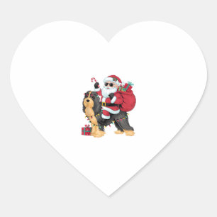 Xmas Lighting Santa Riding Havanese Dog Christmas Heart Sticker