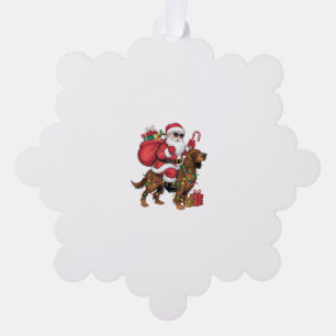 Xmas Lighting Santa Riding Irish Setter Dog Christ Ornament Card