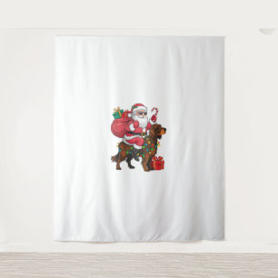 Xmas Lighting Santa Riding Irish Setter Dog Christ Tapestry