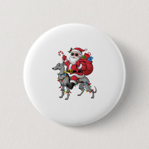 Xmas Lighting Santa Riding Italian Greyhound Dog C 2 Inch Round Button