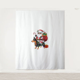 Xmas Lighting Santa Riding Miniature Pinscher Dog Tapestry