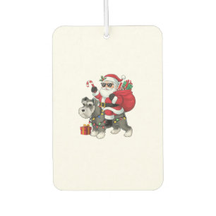 Xmas Lighting Santa Riding Schnauzer Dog Christmas Air Freshener