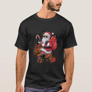 Xmas Lighting Santa Riding Scottish Terrier Dog Ch T-Shirt