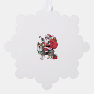 Xmas Lighting Santa Riding Sheltie Dog Christmas Ornament Card