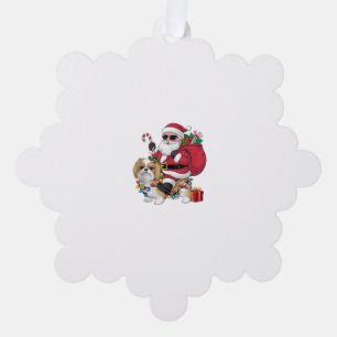 Xmas Lighting Santa Riding Shih Tzu Dog Christmas  Ornament Card