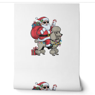 Xmas Lighting Santa Riding Standard Poodle Dog Chr Wallpaper
