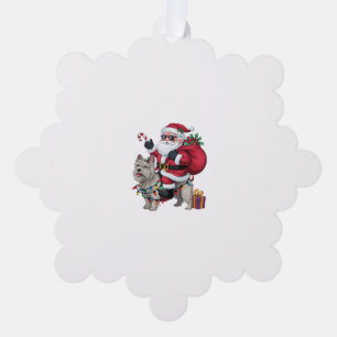 Xmas Lighting Santa Riding Terrier Dog Christmas Ornament Card