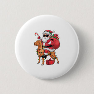 Xmas Lighting Santa Riding Vizsla Dog Christmas 2 Inch Round Button