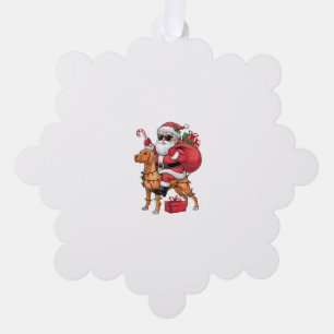 Xmas Lighting Santa Riding Vizsla Dog Christmas  Ornament Card