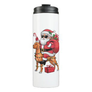 Xmas Lighting Santa Riding Vizsla Dog Christmas Thermal Tumbler