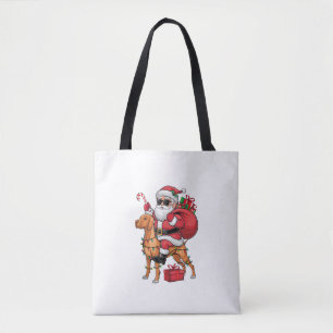 Xmas Lighting Santa Riding Vizsla Dog Christmas  Tote Bag
