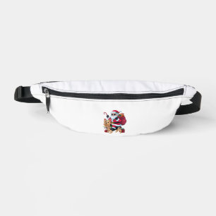 Xmas Lighting Santa Riding Yorkie Dog Christmas Fanny Pack