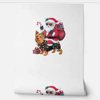 Xmas Lighting Santa Riding Yorkshire Terrier Dog C Wallpaper