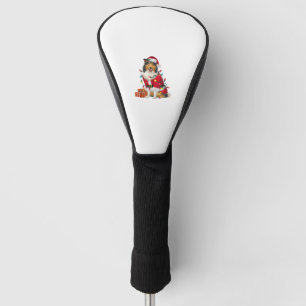 Xmas Lighting Santa Rough Collie Dog Christmas Golf Head Cover