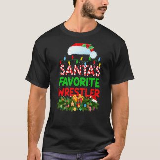 Xmas Lighting Santa S Favourite Wrestler Christmas T-Shirt