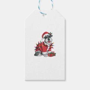Xmas Lighting Santa Schnauzer Dog Christmas Gift Tags