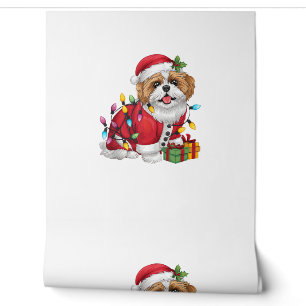 Xmas Lighting Santa Shih Tzu Dog Christmas  Wallpaper