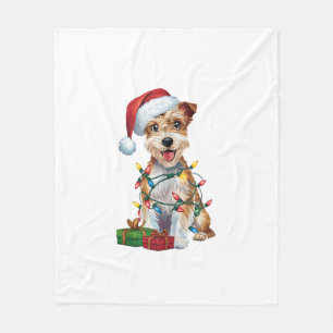 Xmas Lighting Santa Silky Terrier Dog Christmas _1 Fleece Blanket