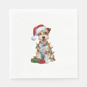Xmas Lighting Santa Silky Terrier Dog Christmas _1 Napkin