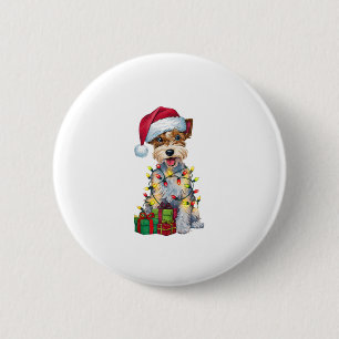 Xmas Lighting Santa Silky Terrier Dog Christmas _2 2 Inch Round Button